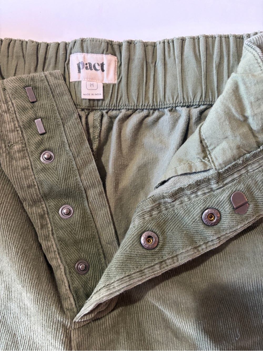 Pact wide leg corduroy green crop ankle pants trousers women’s medium 27” inseam - Picture 6 of 8
